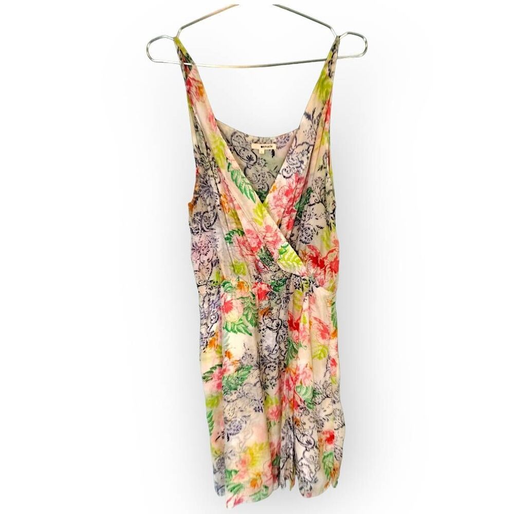 REVOLVE LA Dress Sz Hawaiian Floral Crossover Silky Chiffon Strappy Coquette